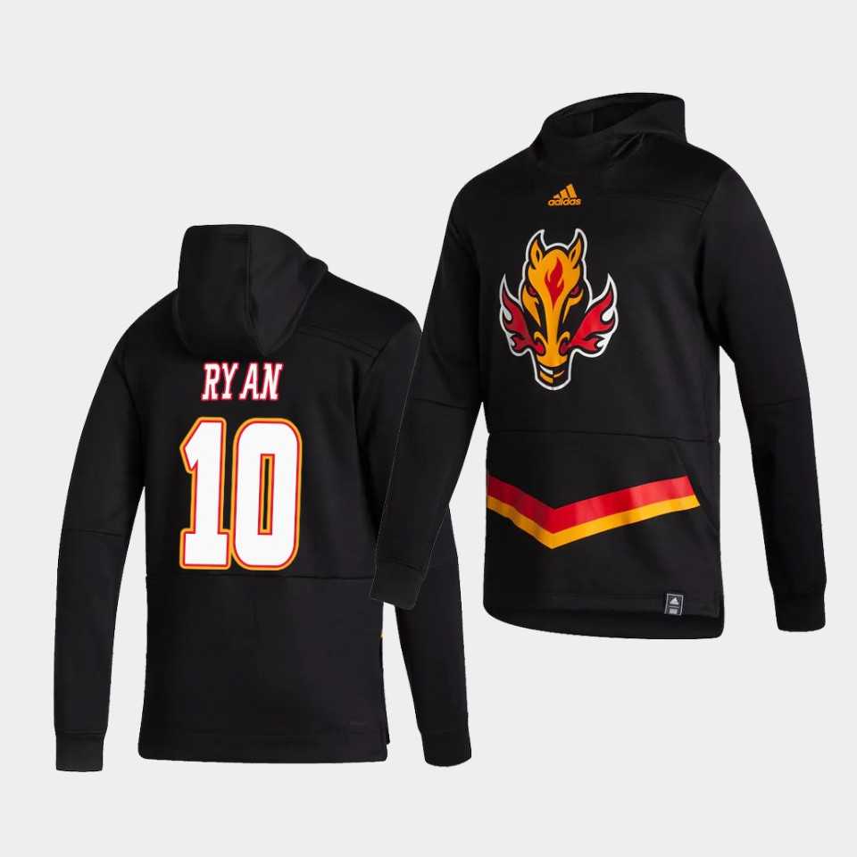 Men Calgary Flames 10 Ryan Black NHL 2021 Adidas Pullover Hoodie Jersey